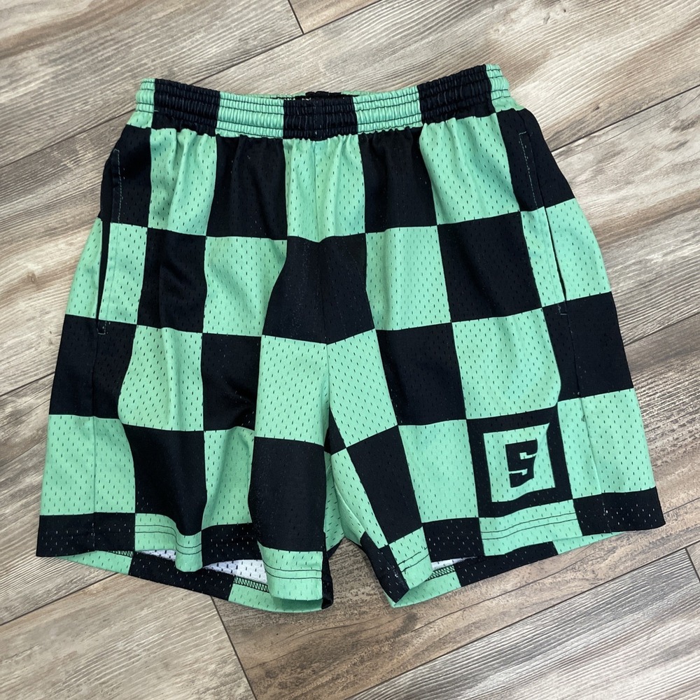 Demon Slayer Tanjiro Shorts‎ Adult M Black Green Some Slight Mesh HTF Anime
